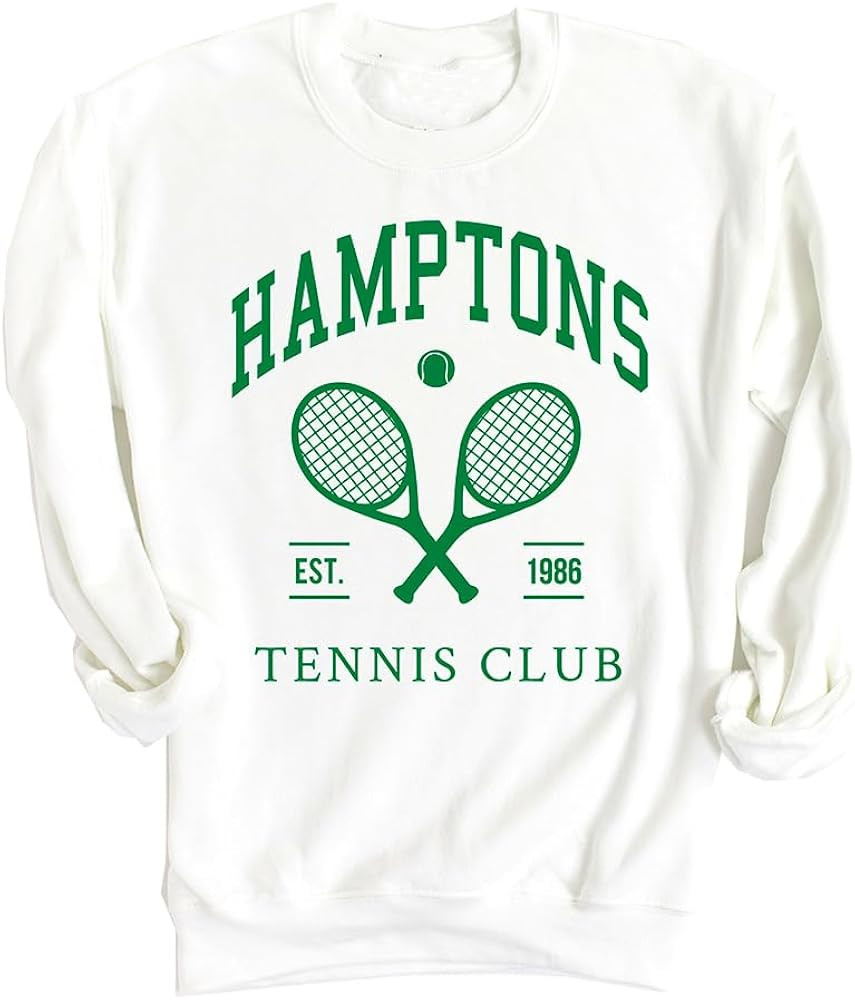 Adult Hamptons Tennis Club Oversized Sweatshirt, Vintage Tennis Sweatshirt, Preppy Sweatshirt | Amazon (US)