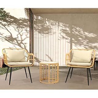 Flamaker 3 Pieces Patio Set Outdoor Wicker Furniture Sets Modern Rattan Chair Conversation Sets w... | Amazon (US)