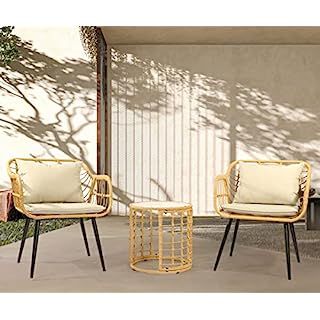 Flamaker 3 Pieces Patio Set Outdoor Wicker Furniture Sets Modern Rattan Chair Conversation Sets w... | Amazon (US)