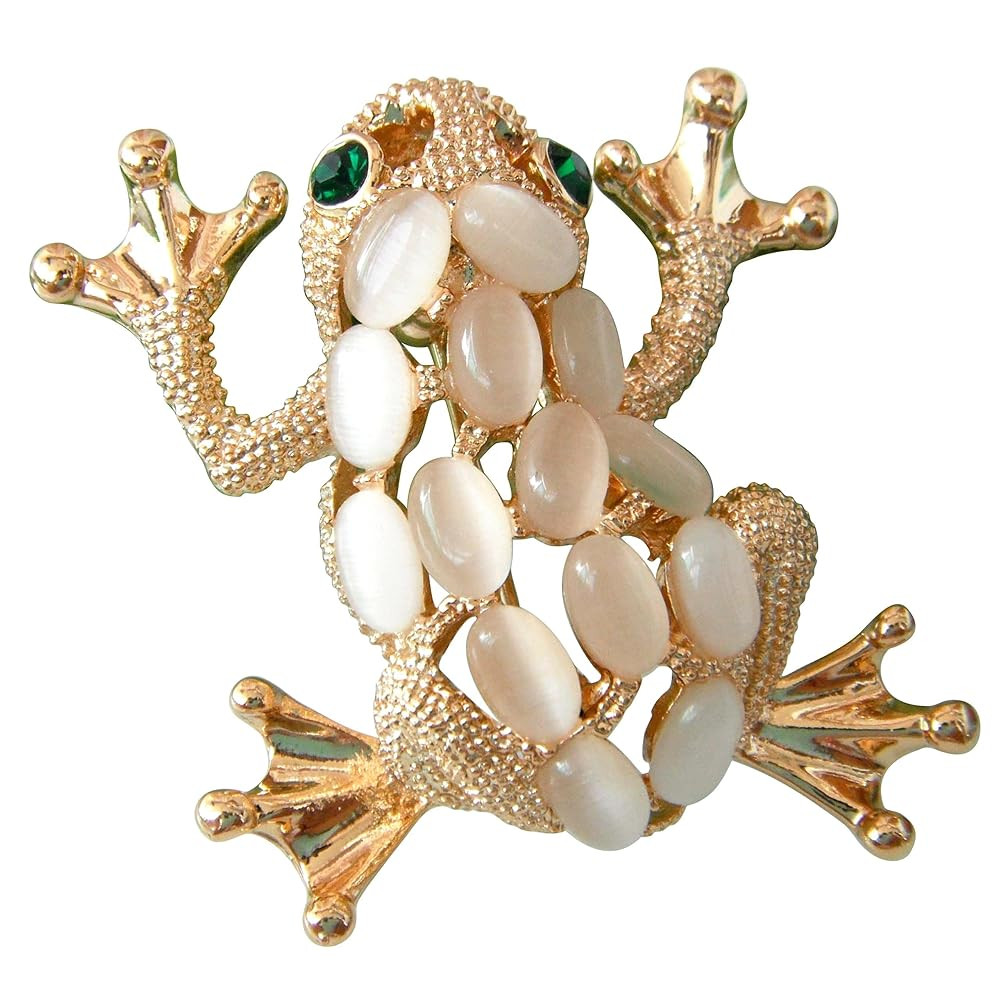 Navachi 18k Gold Plated Oval Opal Crystal Frog Brooch pins | Amazon (US)