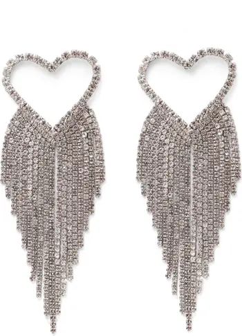 Petit Moments Glamour Heart Crystal Fringe Drop Earrings | Nordstrom | Nordstrom
