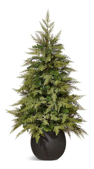 CANVAS Pre-Lit Indoor Cedar Christmas Tree in Black Round Pot, 70 LED Lights, 4-ft#051-5317-6 | Canadian Tire
