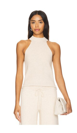 525 Shannon Mock Neck Tank in Beige. - size L | Revolve Clothing (Global)