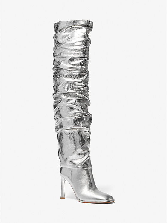 Kelsea Crackled Metallic Leather Slouchy Boot | Michael Kors US