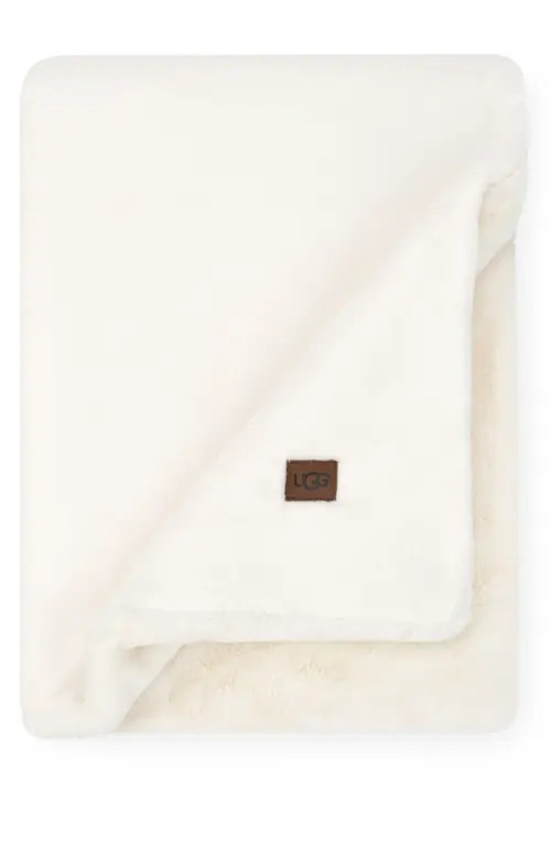 UGG(r) Coastline Faux Fur Throw Blanket in Snow at Nordstrom | Nordstrom
