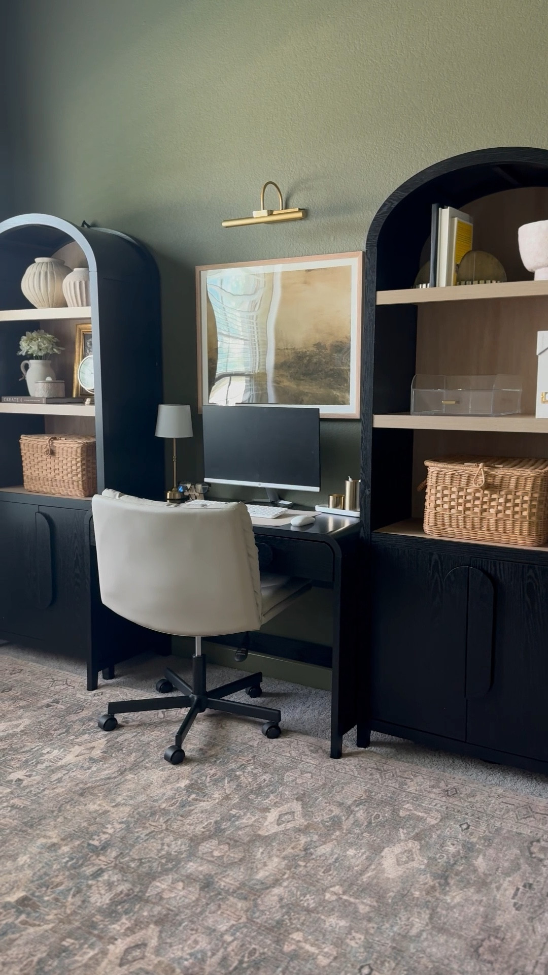 Home office refresh //arch cabinets // desk // office chair // bookshelf decor 

#LTKHome