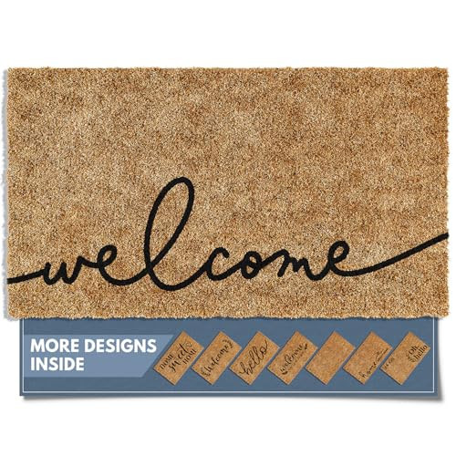 Barnyard Designs Doormat Welcome Mat for Outdoors, Large Front Door Entrance Mat, Brown (Cursive Welcome, 30x17) | Amazon (US)