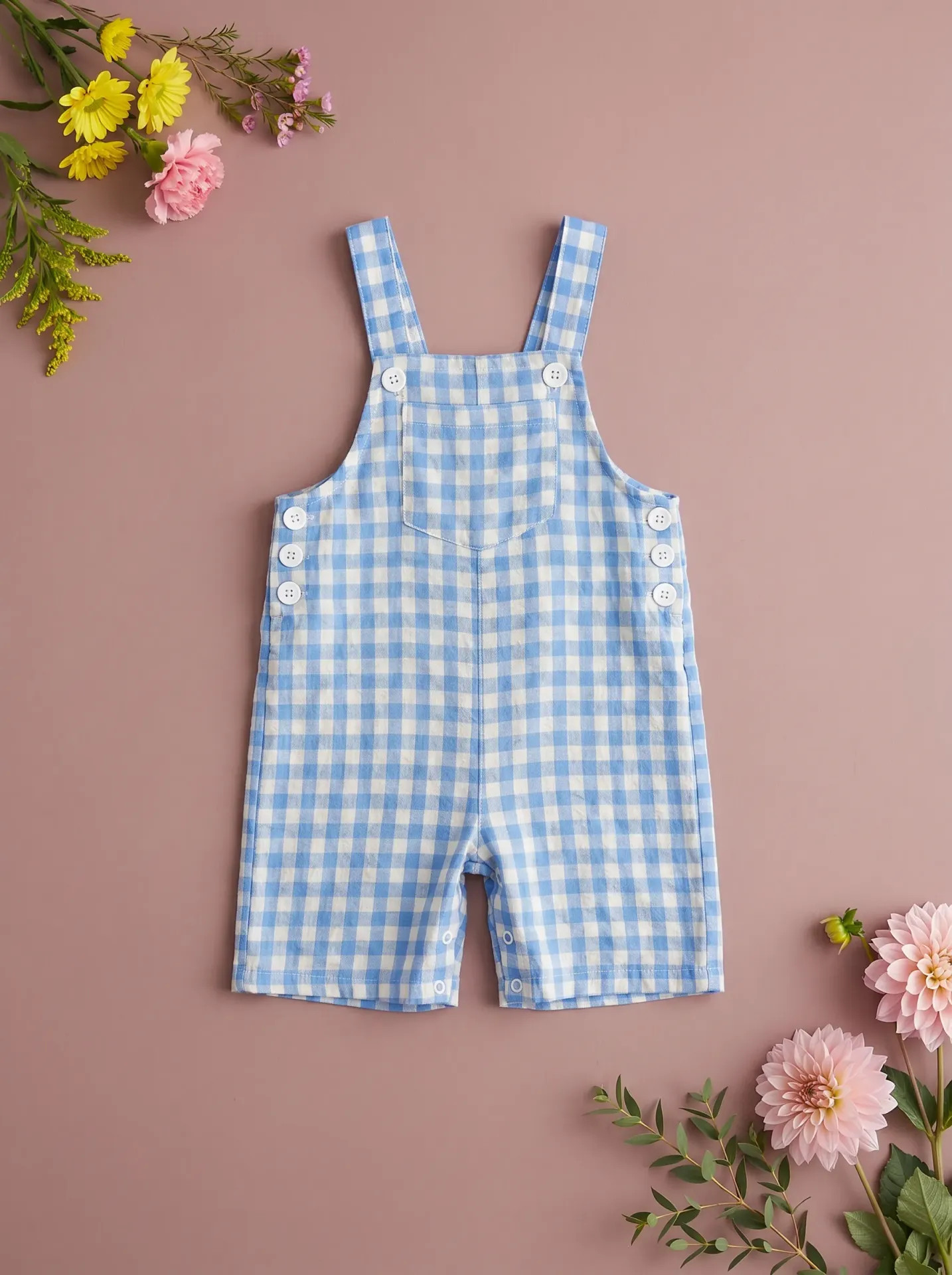 Baby Boy Alex Overalls in Blue Gingham | Ivy City Co