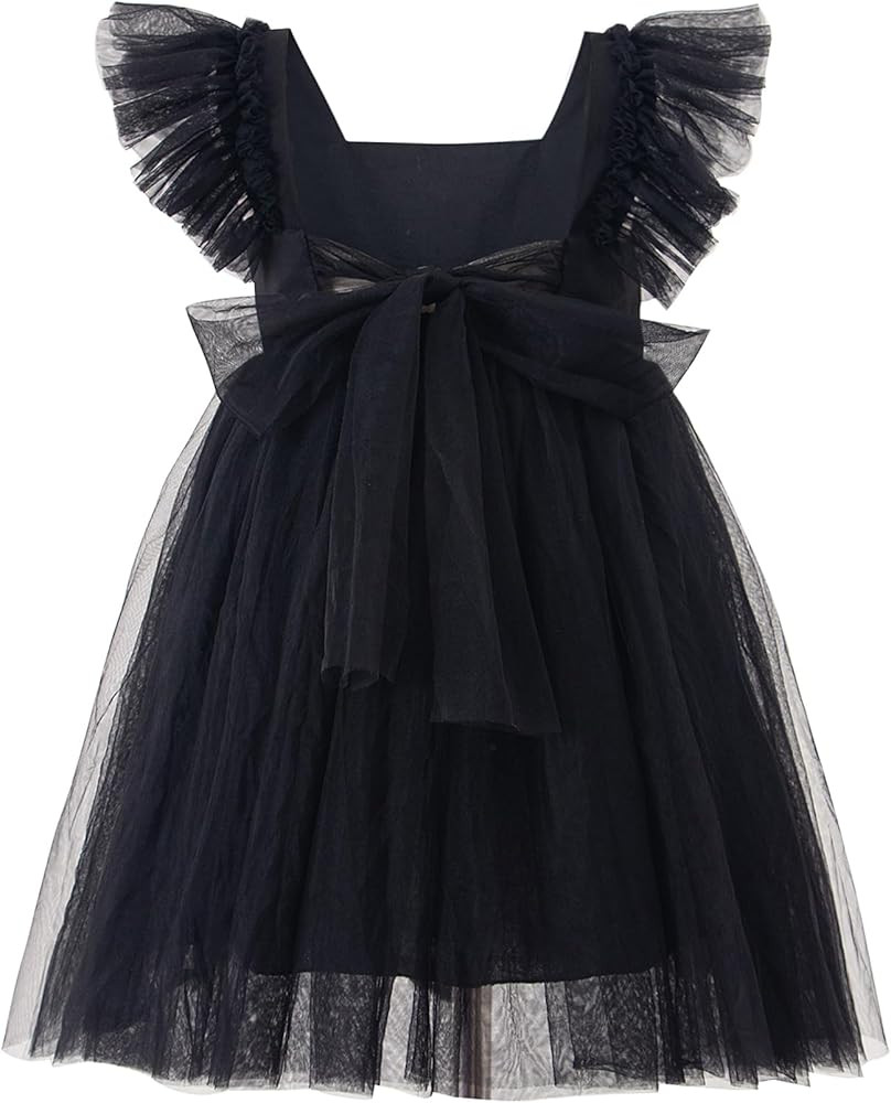 Tutu.kk Toddler Girls Vintage Party Dress | Ruffled Sleeve, A-Line, Tulle, Flower Girl Dresses, f... | Amazon (US)