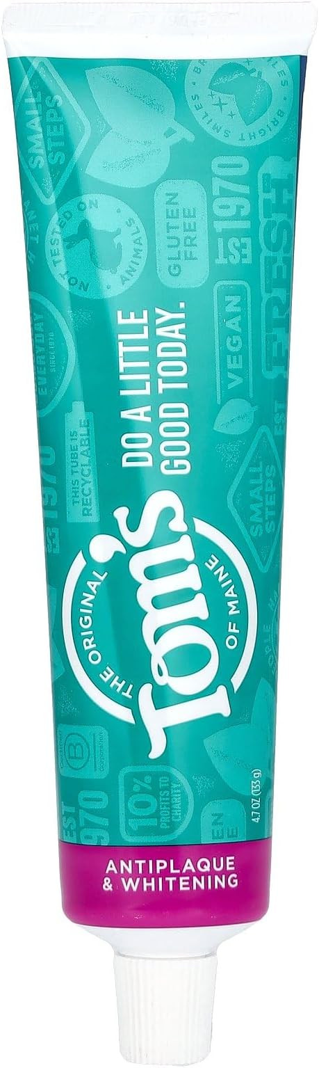 Tom's of Maine Fluoride-Free Antiplaque & Whitening Natural Toothpaste, Spearmint, 4.7 oz. | Amazon (US)