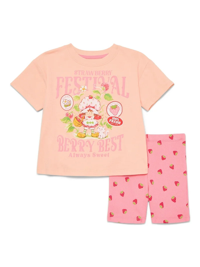 Strawberry Shortcake Toddler Girls Graphic Tee and Bike Shorts Set, 2-Piece, Sizes 12M-5T | Walmart (US)