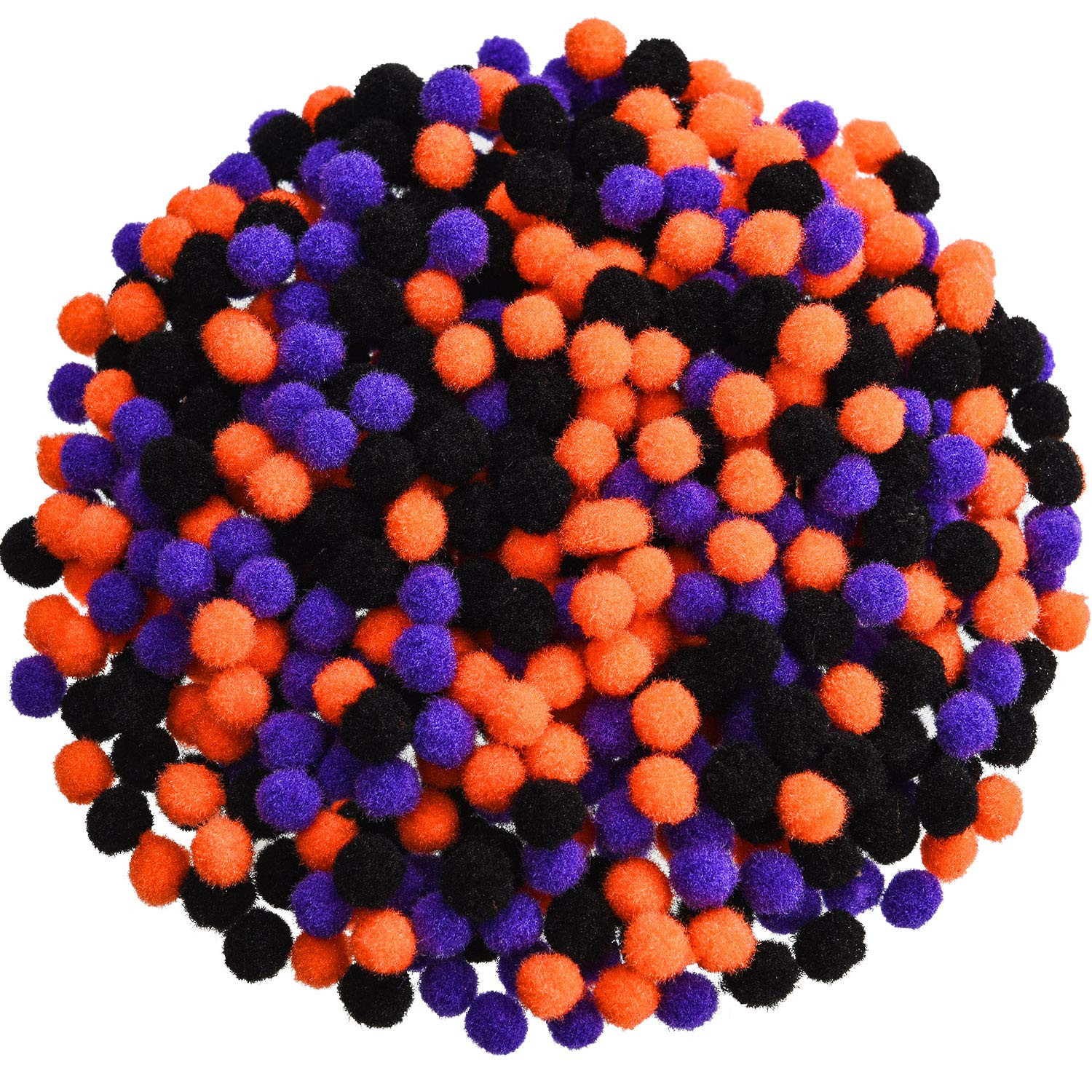 600 Piece Halloween Craft Pom Poms Mini Pompoms Fuzzy & Fluffy Balls for Party Decors (Black, Ora... | Amazon (US)