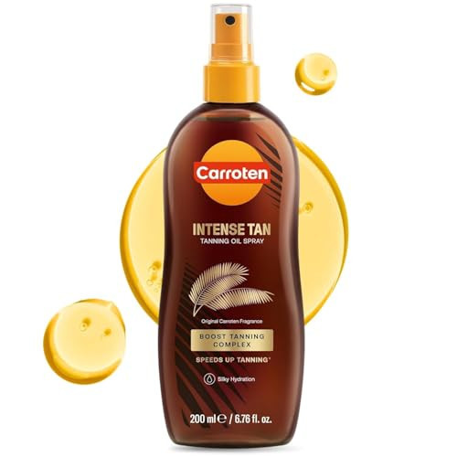 Carroten Intensive Tanning Oil Spray | Browning Oil Tan Accelerator | Vitamin E with Carrot & Coconut Oils | Water-Resistant, Silky Hydration | Coconut Fragrance | Made in Greece | 6.7 oz | Amazon (US)