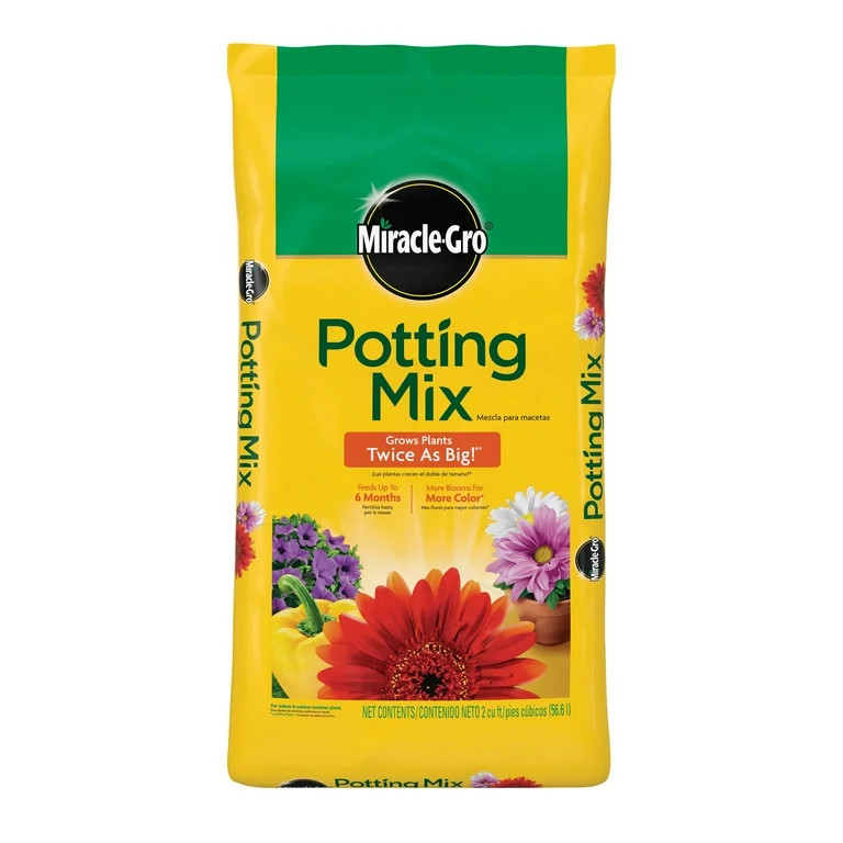 Miracle-Gro Potting Mix, 2 cu. ft., Feeds Plants up to 6 Months | Walmart (US)