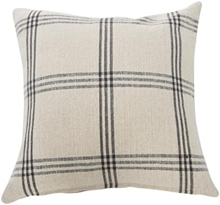 Creative Co-Op Square Plaid Cotton Pillow Cover, Grey, 20" x 20" | Amazon (US)