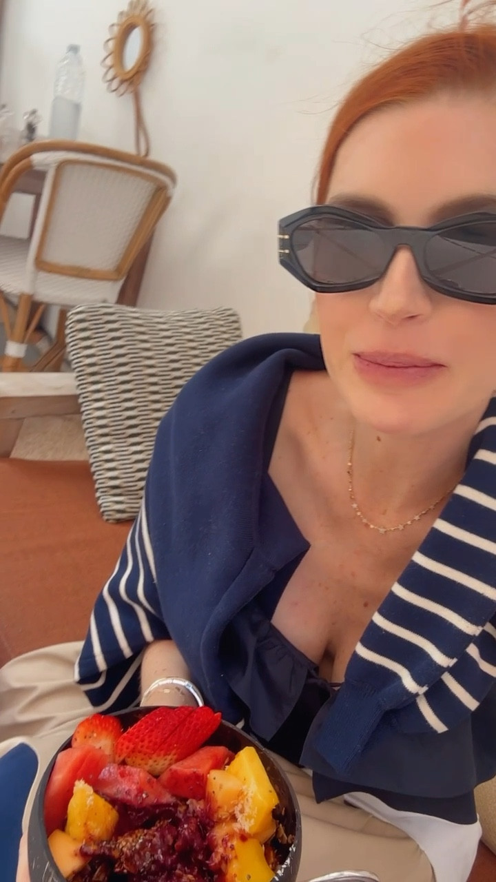 Picked up these glasses in St. Barth. I’m usually in classic Ray-Ban styles and haven’t bought a designer pair in *years* maybe since…high school? It was a long time coming and I love this fun shape and classic color. The Dior branding is super chic in these- fully spelled out “CHRISTIAN DIOR” which looks classic and cool (they used to only write Dior with a little heart ❤️

This skirt is another Rosie Assoulin piece, but past season. Wearing this sweater over my shoulders for sun coverage, embracing my inner coastal grandma😂

#LTKswim #LTKeurope #LTKtravel