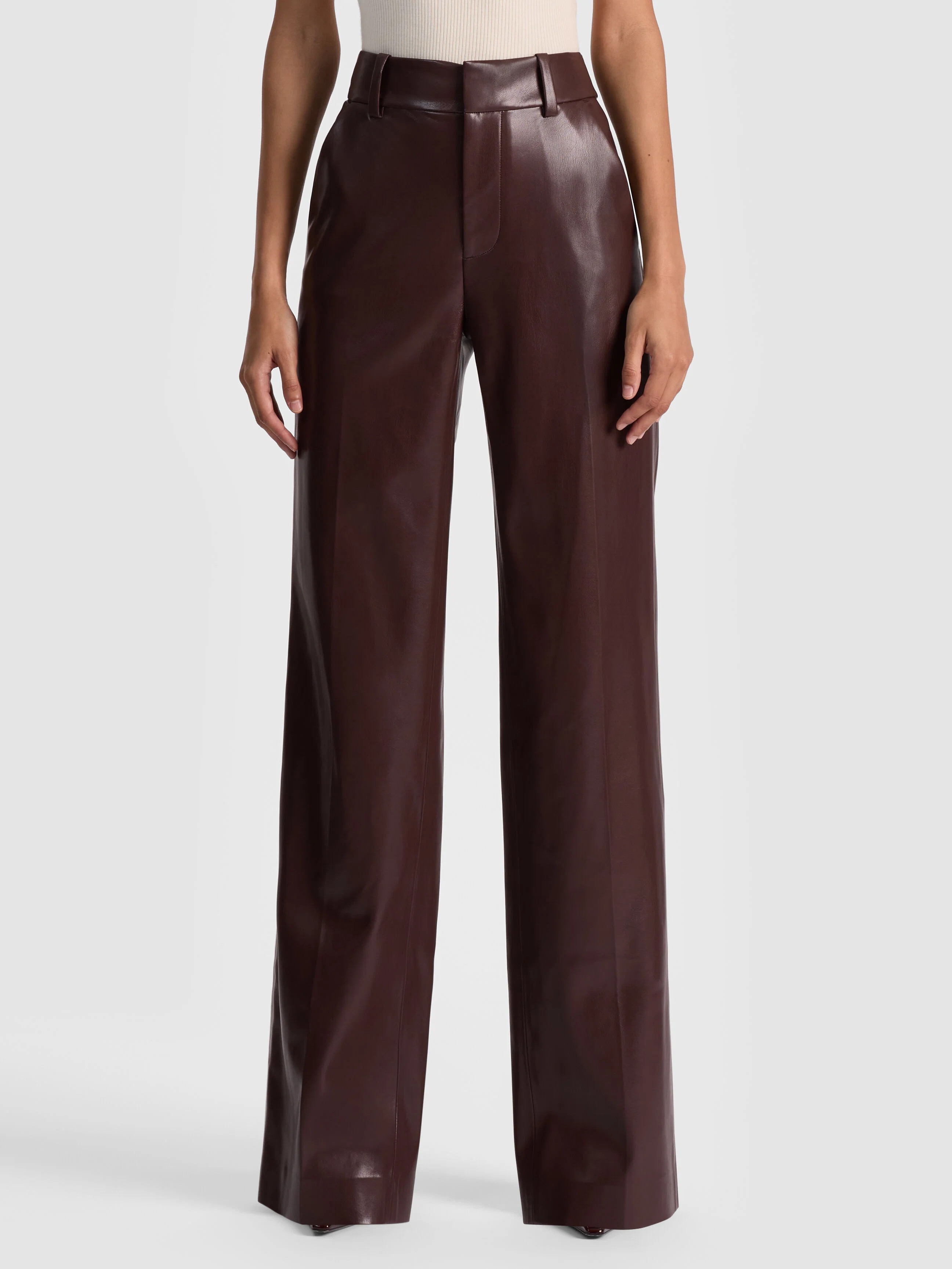 ALEXANDER VEGAN TROUSER in DARK CHOCOLATE | ALICE + OLIVIA | Alice + Olivia