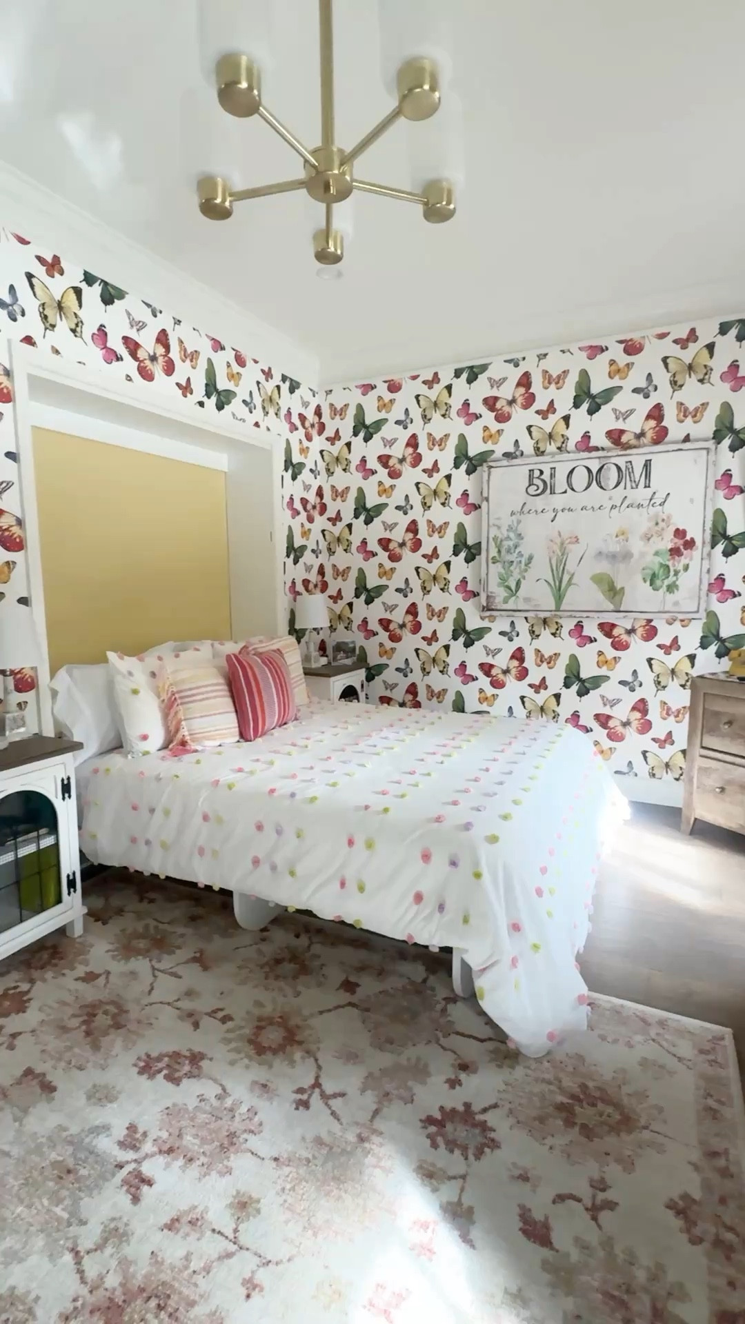 Adorable room at The Villas at Spanish Court in Minden, La. Butterfly wallpaper is from Daisy Bennett Designs but similar linked. Cute, bedroom decor. Could be for an adult or little girl’s bedroom  

#LTKHome #LTKSaleAlert #LTKStyleTip