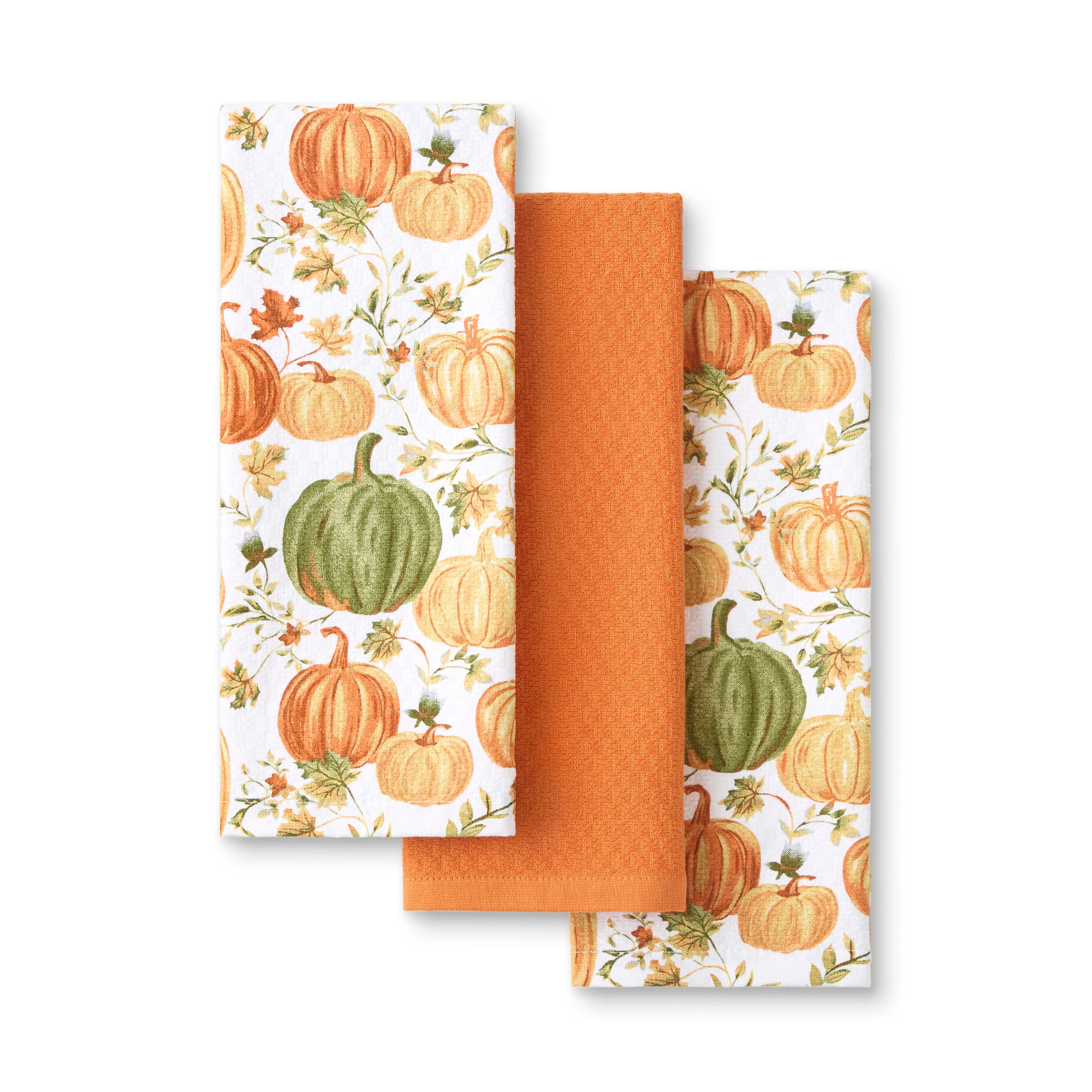 MARTHA STEWART Autumn Harvest Pumpkins 3-Pack Kitchen Towel Set, Orange/Green/Ivory, 16"X28" & Re... | Wayfair North America
