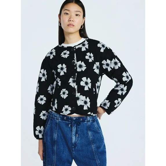 Scoop Women's Cotton Floral Print Quilted Jacket, Lightweight, Sizes XS-XXL | Walmart (US)