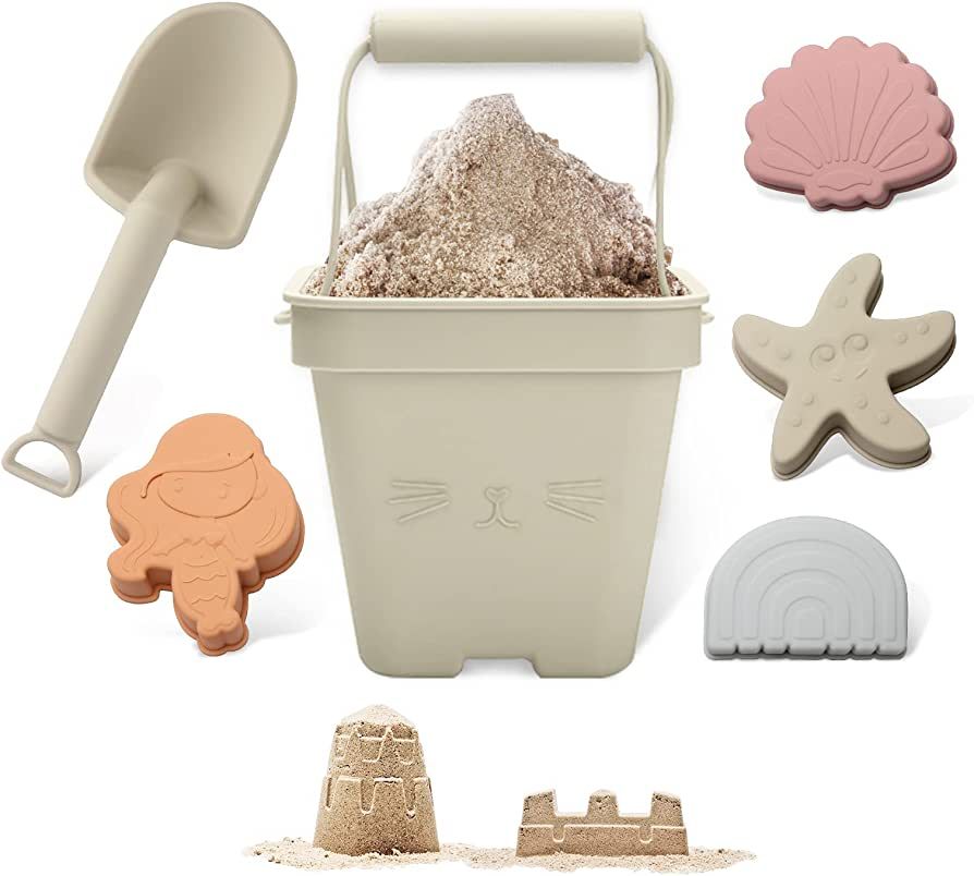 Macabaka Silicone Beach Toys Summer Beach Accessories Toys for Kids, 6 Piece Beach Sand Toy Set w... | Amazon (US)