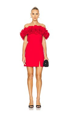 Nadine Merabi Flower Bardot Mini Dress in Red from Revolve.com | Revolve Clothing (Global)