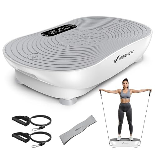 MERACH Vibration Plate Exercise Machine, Vibrating Platform for Lymphatic Drainage Weight Loss Muscle Activation, Full Body Home Exercise Equipment with LED Touch Screen Bluetooth Pull Cord | Amazon (US)