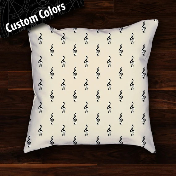 Treble Clef Pattern Pillow Cover  Custom Colors  Sol G - Etsy | Etsy (US)
