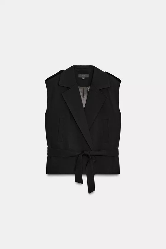 SHOULDER PAD BELTED VEST | Zara US
