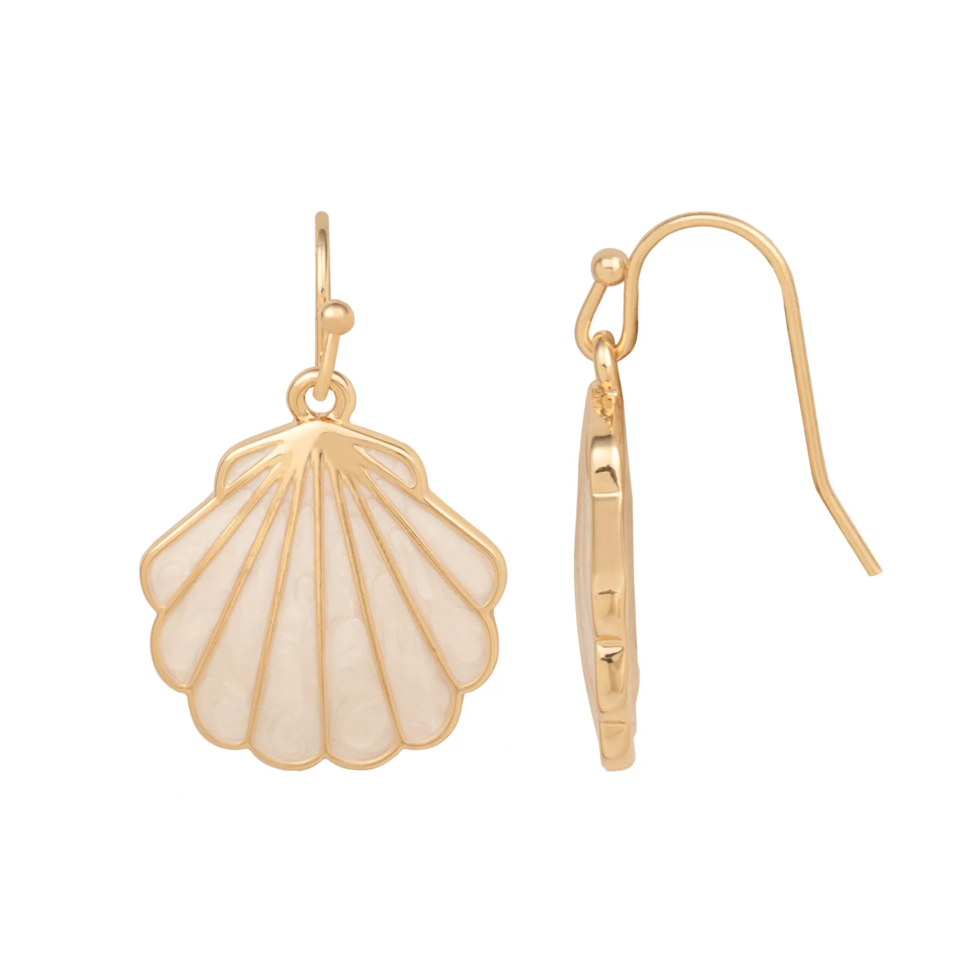 LC Lauren Conrad Gold Tone Enamel Shell Drop Earrings | Kohl's