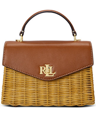 Farrah Rattan and Leather Small Satchel | Macy's