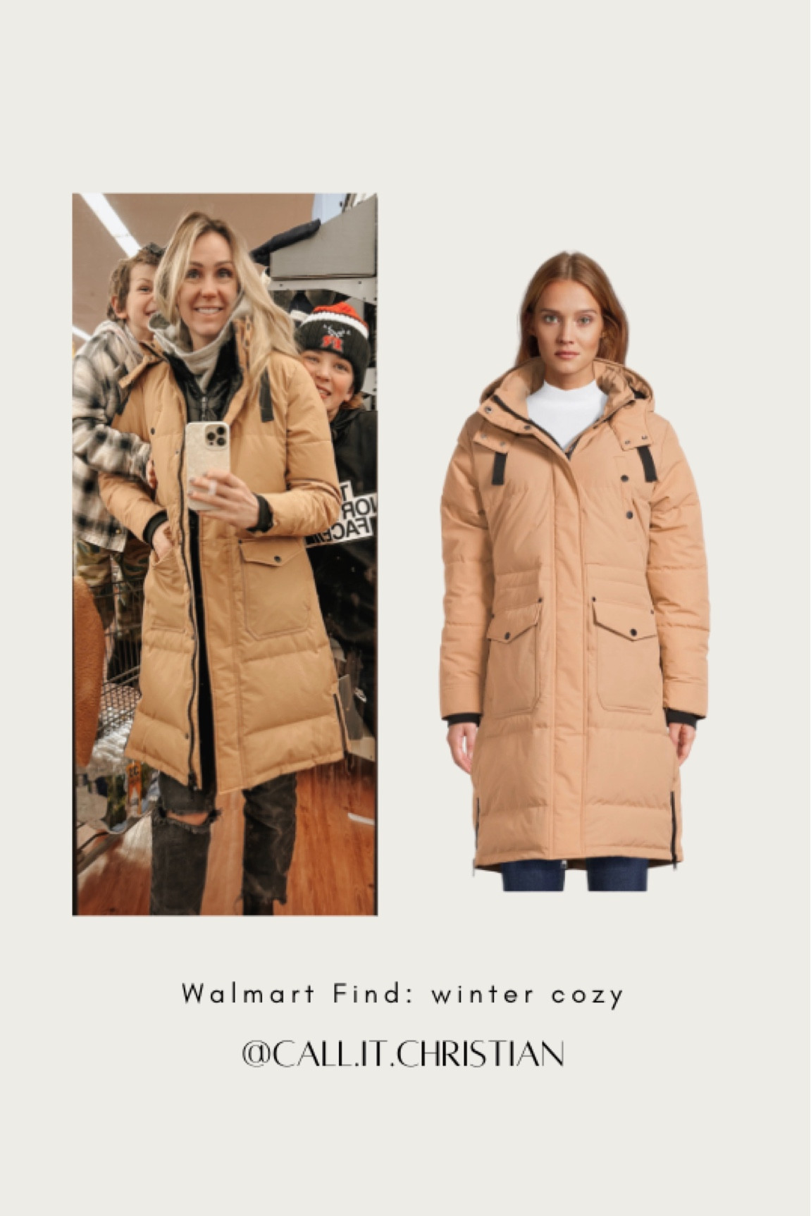 Tried on this womens winter coat today at Walmart. SUPER cute and fit really well. 
I’d say it’s a medium weight, and not too bulky. 
My kids have this brand of snowpants! 
Love. 

Simplistic. Neutral. Cozy.

#LTKover40 #LTKSeasonal #LTKfindsunder100