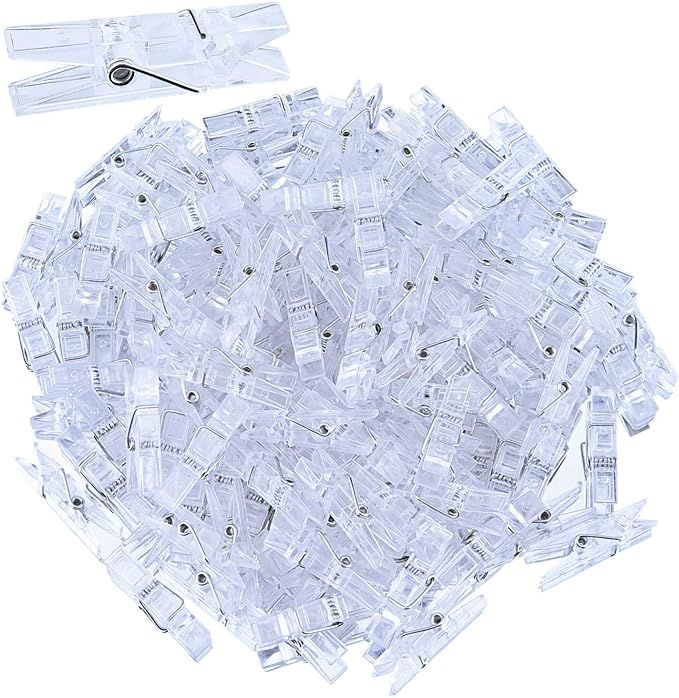 Sunmns 120 Pieces Mini Transparent Plastic Clip Hanging Photo Clips (Clear) | Amazon (US)