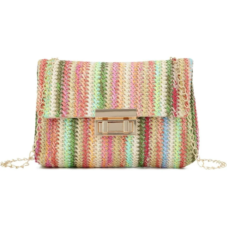 Small Summer Straw Purse for Women Woven Beach Crossbody Bag Colorful Vacation Shoulder Handbag | Walmart (US)