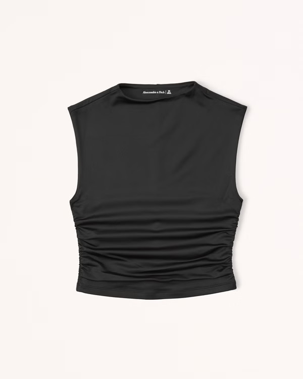 Sleek Seamless Fabric Ruched Mockneck Top | Abercrombie & Fitch (US)