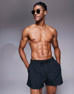 ASOS DESIGN swim shorts in short length in black | ASOS | ASOS (Global)
