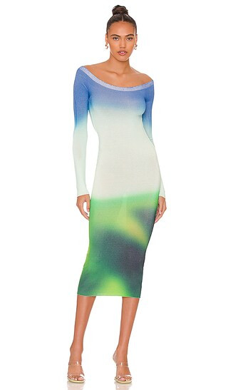 Blurred Seamless Knit Dress in Green & Blue | Revolve Clothing (Global)