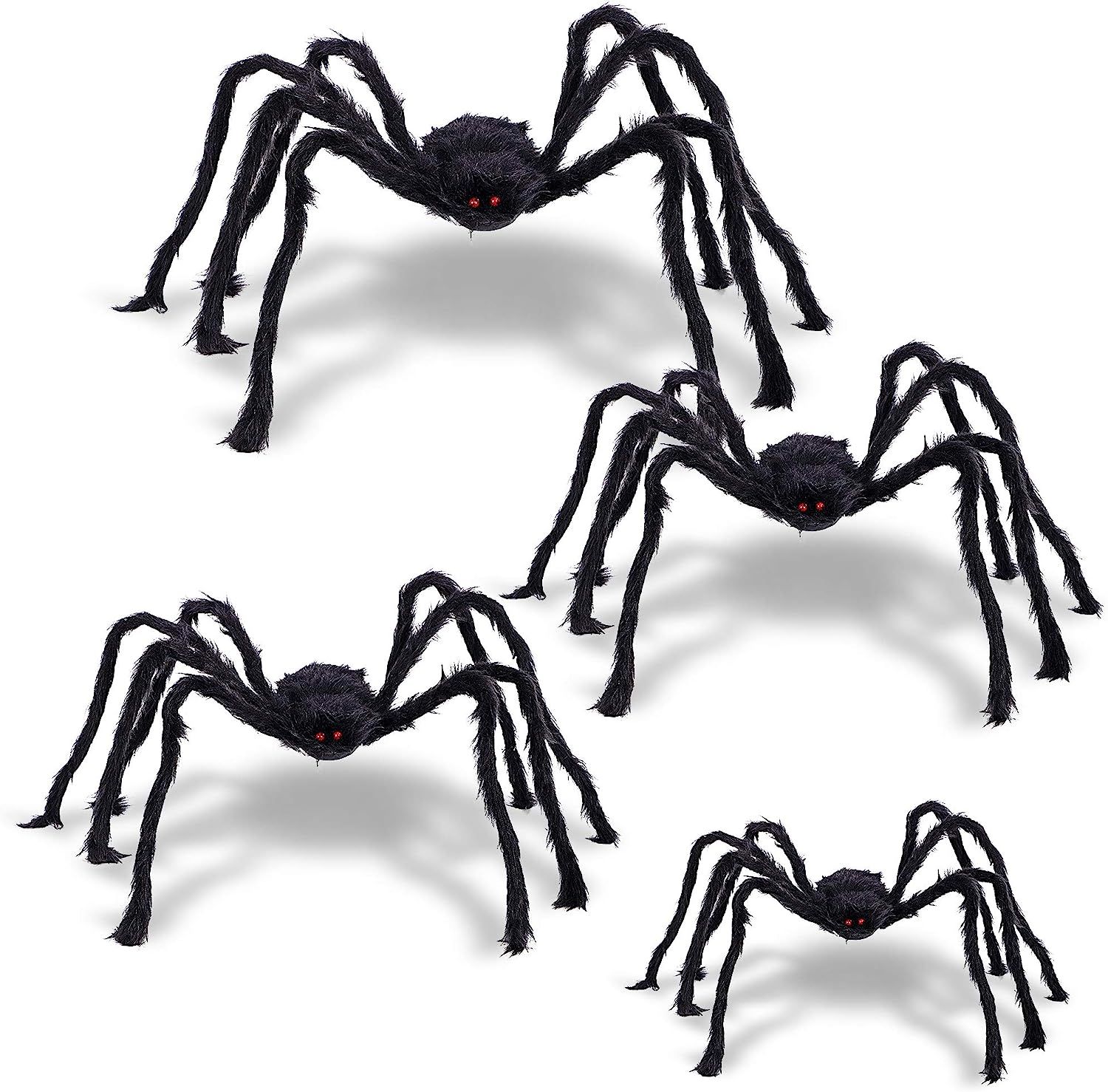 F FiGoal 4 Pack Halloween Giant Spider Spooky Hairy Spiders Halloween Indoor and Outdoor Yard Dec... | Amazon (US)