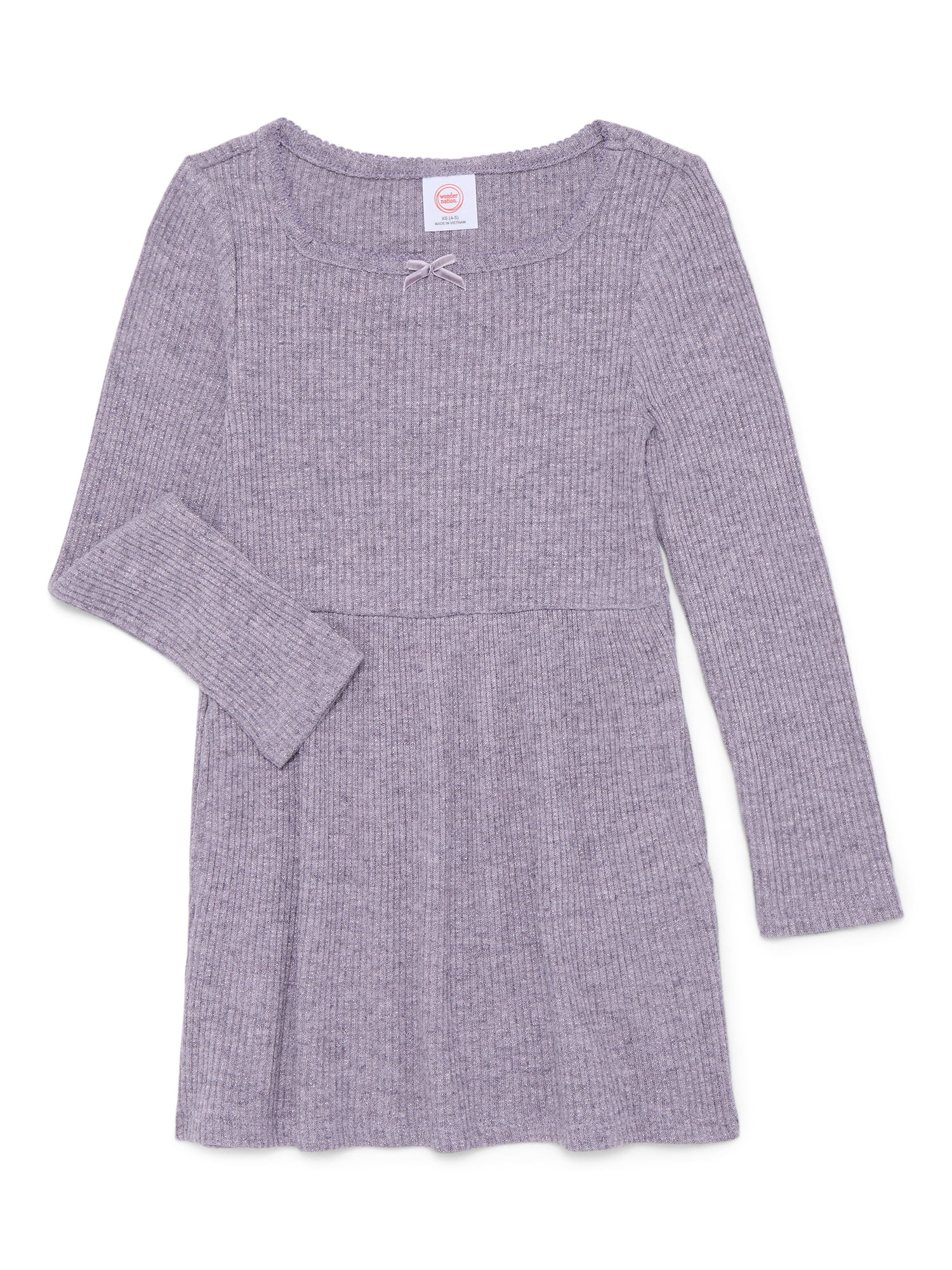 Wonder Nation Girls Square Neck Cozy Dress, Sizes 4-18 & Plus | Walmart (US)