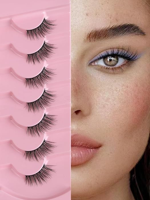 Half Eyelashes Natural Look False Eyelashes Half Lashes Cat Eye 14mm Wispy Lash Strips with Thin ... | Amazon (US)