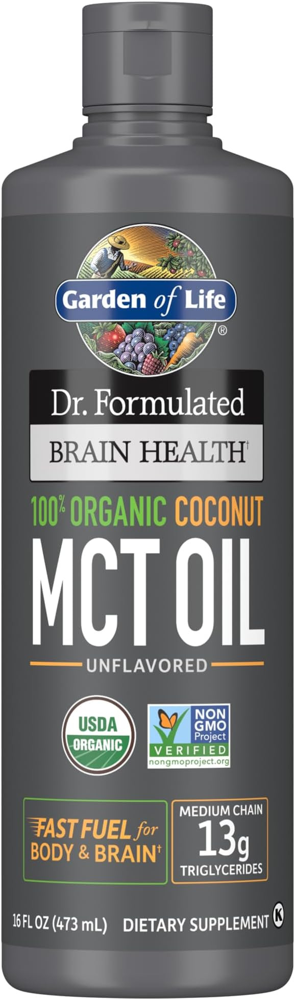 Garden of Life Dr. Formulated Brain Health 100% Organic Coconut MCT Oil 16 fl oz Unflavored, 13g ... | Amazon (US)