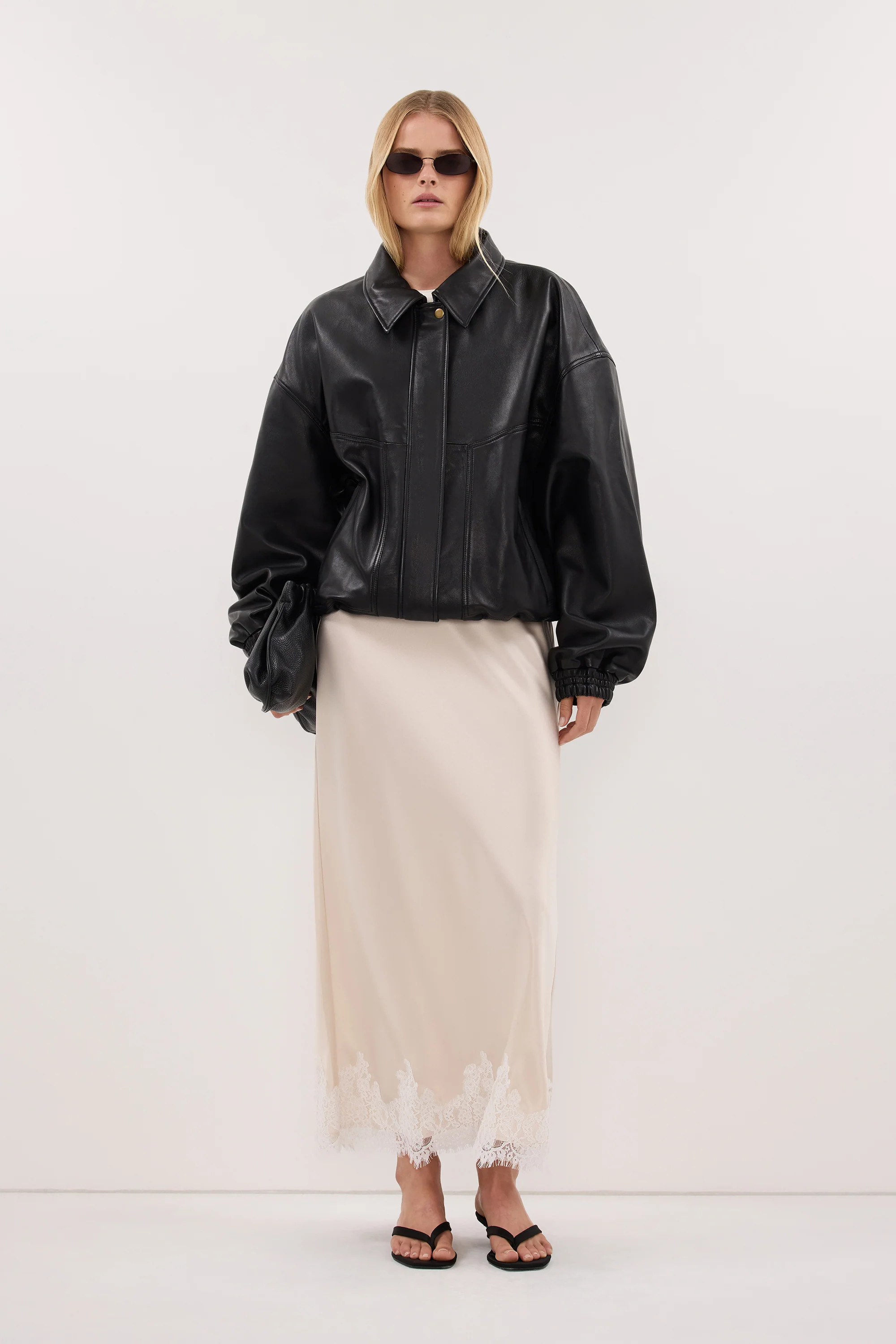 SELENE OYSTER SATIN MIDI SKIRT | DISSH