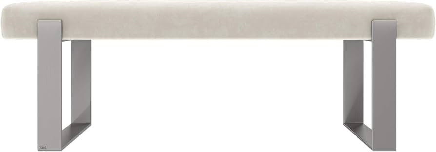 VANT Upholstered Bed Bench - Micro Suede Neutral Sand - Brushed Nickel - Contemporary Modern, Acc... | Amazon (US)