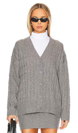 Daiva Cable Cardigan in Charcoal | Revolve Clothing (Global)