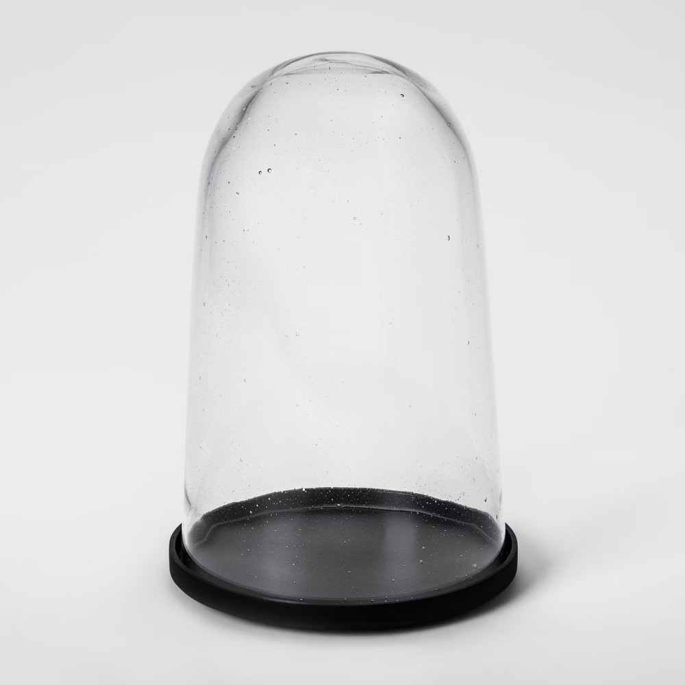 10.2"" x 6.6"" Decorative Cloche with Metal Base Black - Smith & Hawken | Target