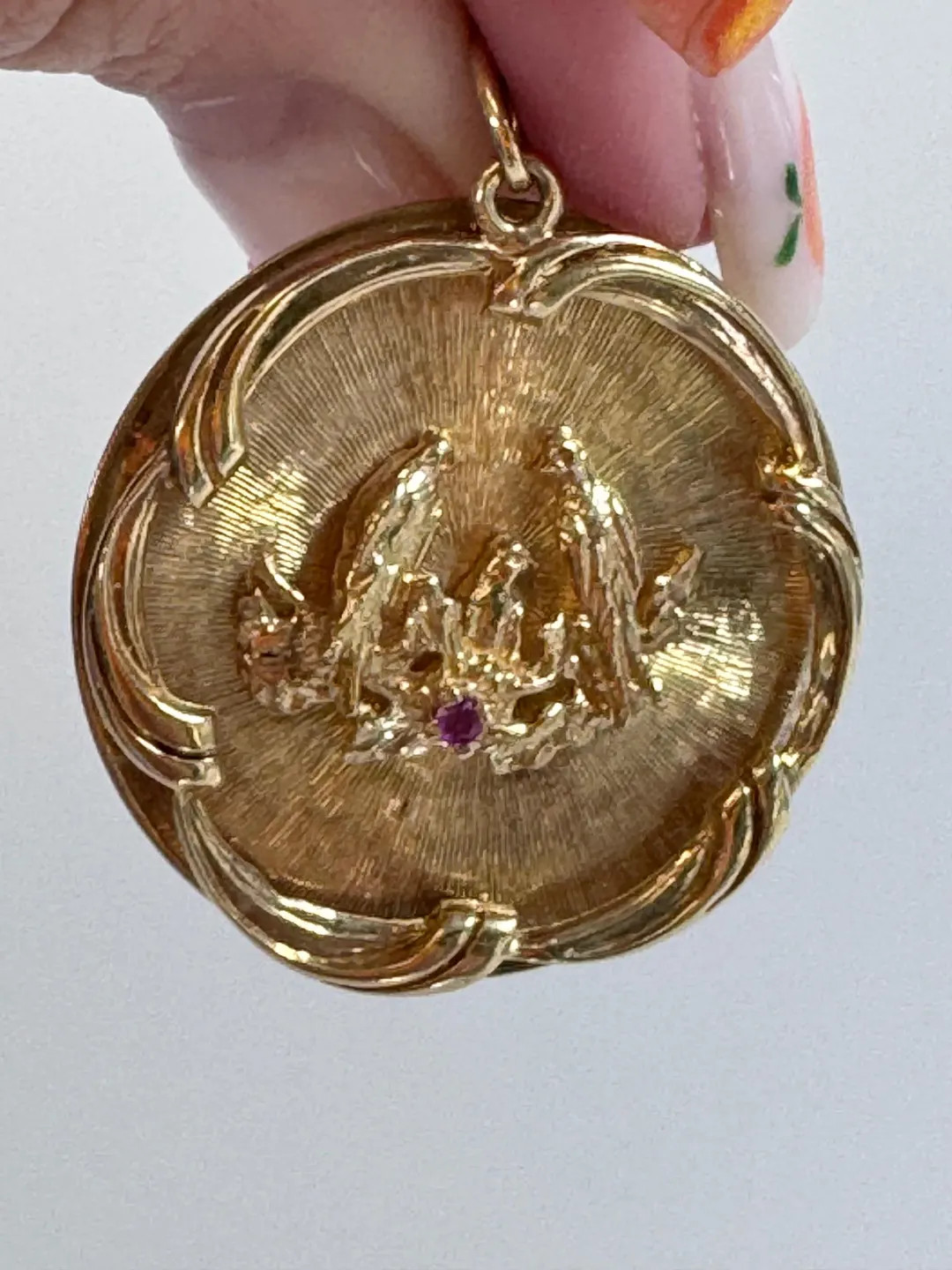 14K Gold Love Birds Medallion Pendant: Vintage 1950s Estate Jewelry With Ruby - Etsy | Etsy (US)