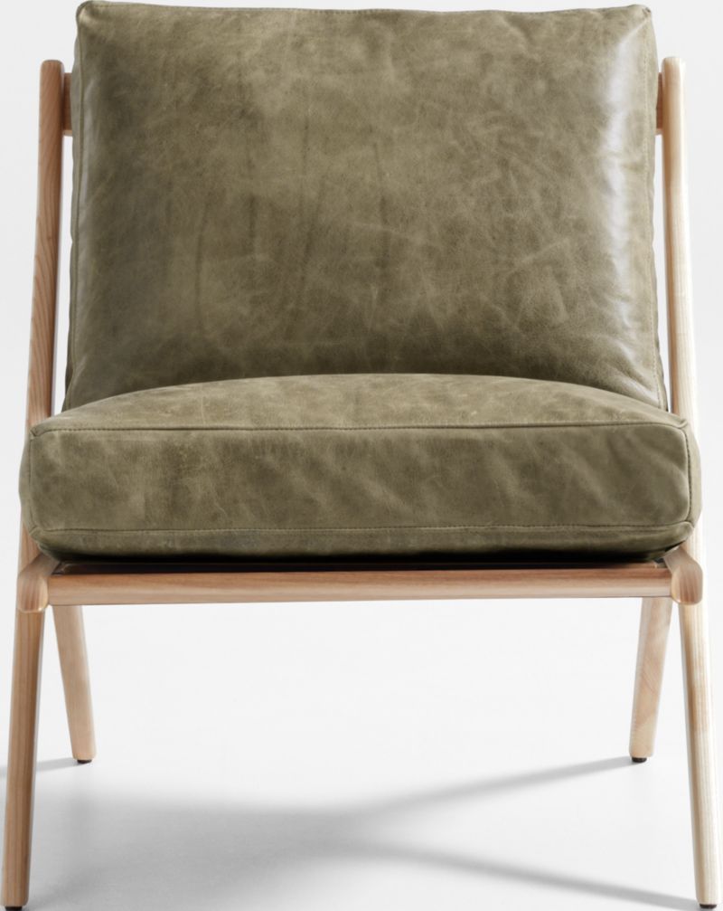 Pose Natural Wood and Leather Accent Chair | Crate & Barrel | Crate & Barrel