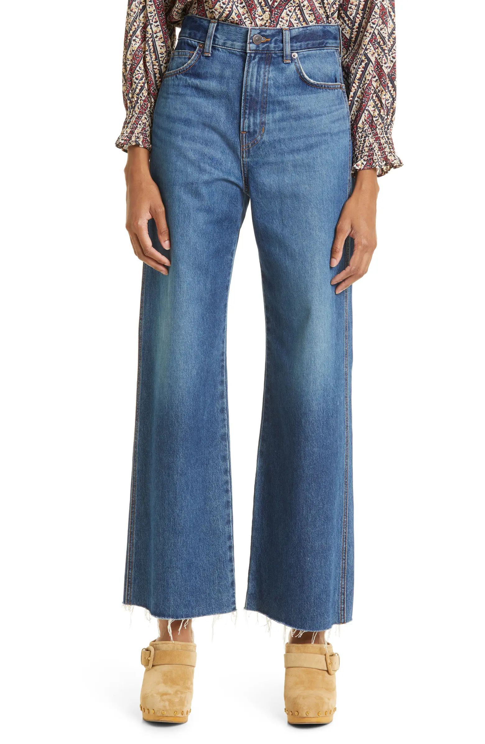 Taylor Raw Hem High Waist Crop Wide Leg Jeans | Nordstrom