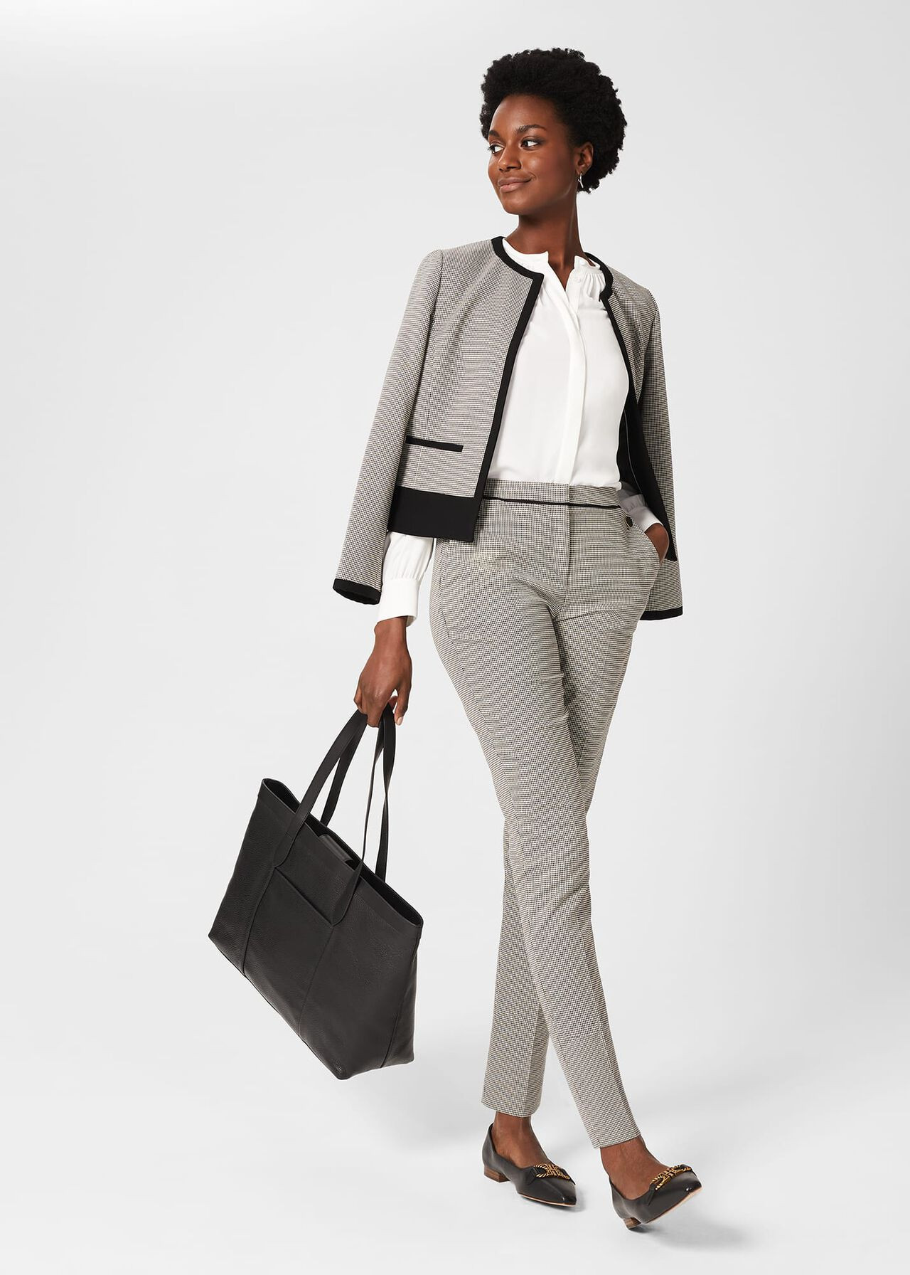 Sienna Houndstooth Slim trousers With Stretch | Hobbs