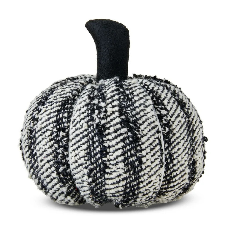 Black and White Stripe Tweed Pumpkin Pillow, 9", Halloween by Way To Celebrate | Walmart (US)